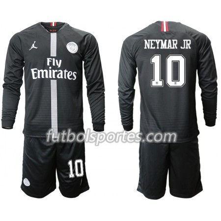 Camisetas Paris Saint Germain NEYMAR JR 10 Jordan Negro Niños Tercera Equipacion 2018/2019 Manga Larga